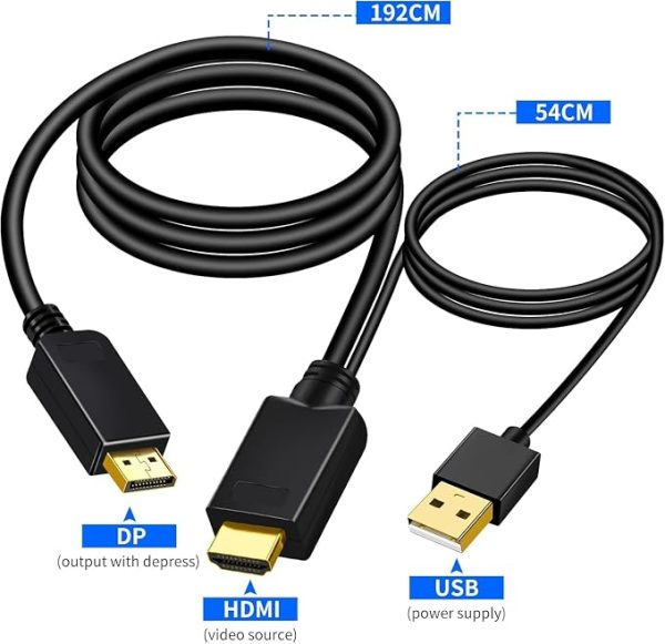 HDMI to DisplayPort Adapter 1.8m Cable 4K - Image 2